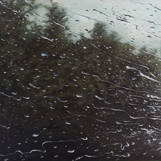 Regentropfen am Autofenster (Serie: durch Glas)